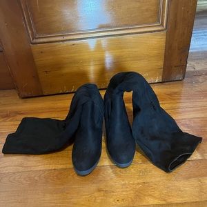 Fiori Wedge Tall Black Boot, size 9.5, never worn